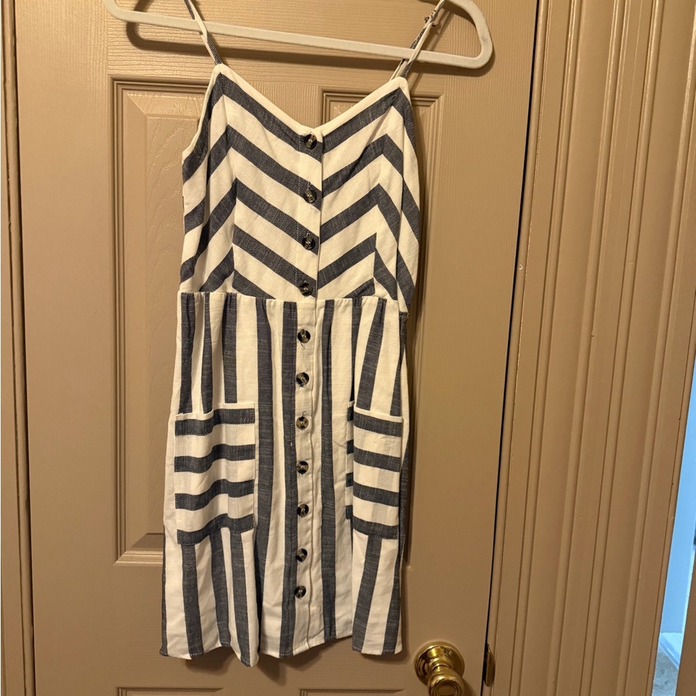 Blu Pepper Navy and White Chevron Mini Dress